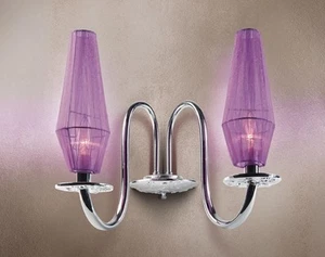 Wall Light Classic Chrome And Lampshade Purple - Picture 1 of 1