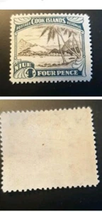 COOK ISLANDS 1934 Stamp 4d black & blue, MINT Light Hinge Mark - Picture 1 of 1