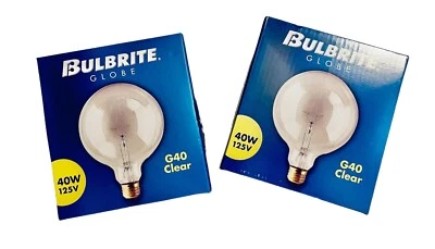 Bulbrite Globe LOT 40G40CL 40W G40 Rare Light Bulb Clear BRAND NEW SEALED BOX - Image 1 of 3