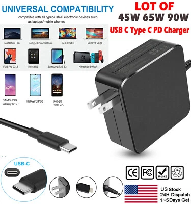 LOT Type C USB C Wall Adapter Charger For Dell HP Lenovo ASUS Acer Apple Macbook - Image 1 of 4