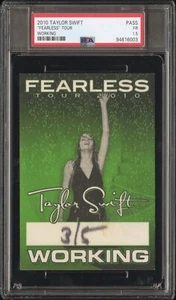 2010 Taylor Swift Fearless Tour Working Pass PSA/DNA Graded 1.5 Pop 1 - Picture 1 of 2