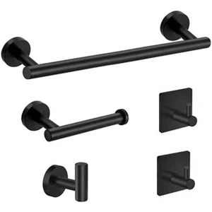 5 Pcs Bathroom Hardware Accessories Set Stainless Steel Towel Bar Set Black - Picture 1 of 8