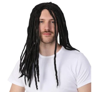 Jamaican Wig Dreadlocks Rasta Cosplay Unisex Fancy Dress Black Long Reggae Wig - Picture 1 of 1