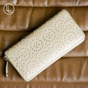 COACH Perforated Light Pink Zip-Around Long Wallet - Picture 1 of 8