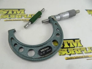 MITUTOYO 2"-3" OUTSIDE MICROMETER .0001" CARBIDE FACED 103-217 + STANDARD - Picture 1 of 10