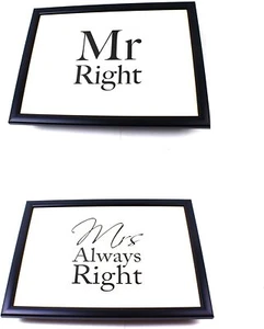 Mr. Right and Mrs. Always Right Cushioned Lap Tray Set - Picture 1 of 3