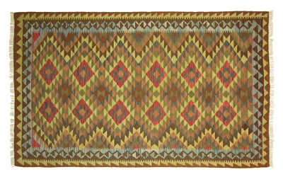 Afghan Maimana Kelim Teppich Handgewebt 150x250 Mehrfarbig Geometrisch Muster - Bild 1 von 4