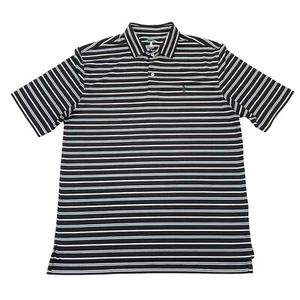Fairway & Greene Tech Golf Polo Striped Short Sleeve B & W & Pink Mens Size XL - Picture 1 of 8