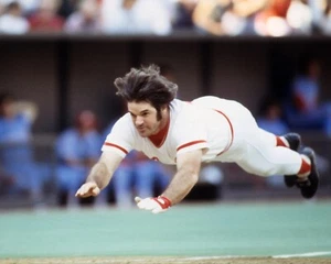 Foto de béisbol Pete Rose Diving Home Cincinnati Reds 8x10 MLB - Imagen 1 de 1