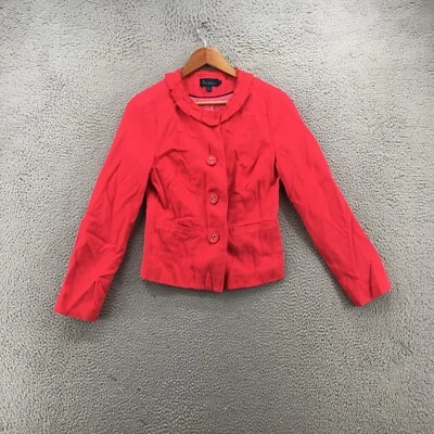 Boden Blazer Jacket Womens 8 Long Sleeve Round Neck Red Cotton Button - Image 1 of 4
