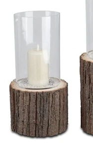 Windlicht Kerzenhalter Wili BAUMSTAMM mit Glasaufsatz H. 40cm D.17 cm Formano - Bild 1 von 2