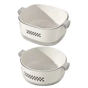 Vegetable Washing Basket Double Layer Drain Basket Cleaning Bowls Kitchen Gadget - Picture 1 of 14
