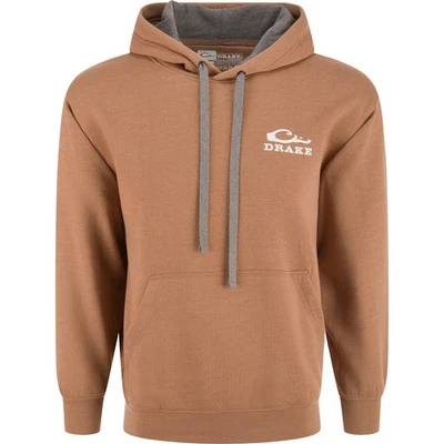 DRAKE Men's The Waterfowl Company Logo Golden Pecan Dark Heather Hoodie - Image 1 of 4