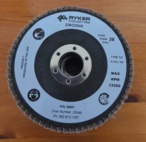 FLAP DISCS | USA | 4-1/2X7/8 | 36 GRIT | ZIRCONIA+ | T27 | 5 PK - Picture 1 of 3