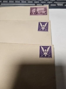 WWII Stamped envelopes- 3 cent Win the War 3 cent 1942 Total 3 Unused Envelope - Picture 1 of 3