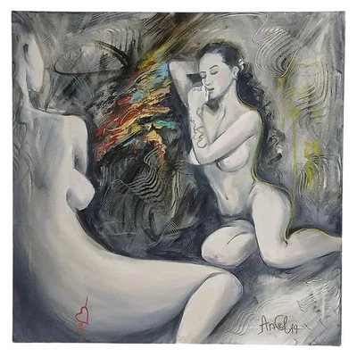 Oil Painting on Canvas titled "Quandary" by Master Artist Oksana Grineva 24 X 24 - Image 1 of 3