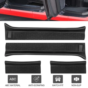 4 For 2018-2024 Jeep Wrangler JL Rubber Door Sill Guards Entry Scuff Plate Cover - Picture 1 of 13