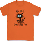 Cat Im Fine Everything Is Fine T-Shirt Funny Feline Stressed Adulting Gift Tee
