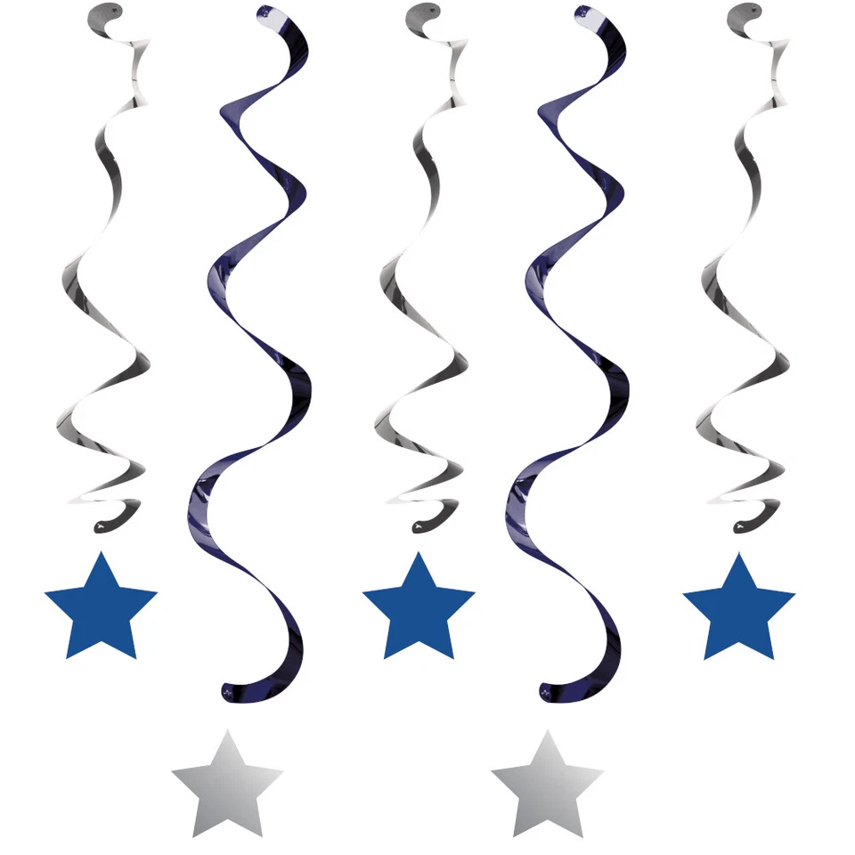 Twinkle Twinkle Little Star Hanging Decoration 5 Pkt Boy Blue 1st Birthday Party - Image 1 of 1