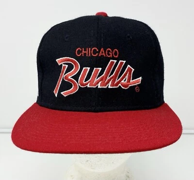 Винтажная кепка NBA Chicago Bulls Script 100% шерсть редкая сделано в США облегающий размер 7 - Изображение 1 из 4