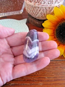 New Chunky Natural Purple Chevron Amethyst Crystal Tumbled Pocket Stone - Picture 1 of 9