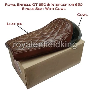 Adapté Pour Royal Enfield Gt & Intercepteur 650 D11 Cuir Simple Siège & Noir Col - Photo 1/7
