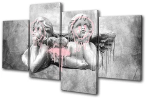 Rave Smiley Cherubs Urban Graffiti MULTI CANVAS WALL ART Picture Print - Picture 1 of 1