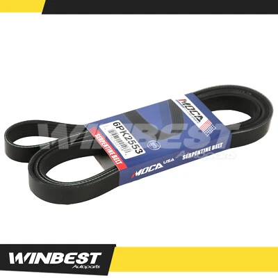 EPDM Serpentine Belt 6PK2553 for Dodge Caliber 1.8L 2.0L Saab 9000 2.3L  - Image 1 of 4