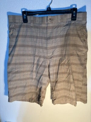 Mens PERRY ELLIS Tan Plaid Golf Flat Front Shorts size 36 - Image 1 of 4