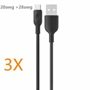 3x Micro USB data charger cable Cord USB 2.0 A male to Micro B  20AWG + 28awg - Picture 1 of 3