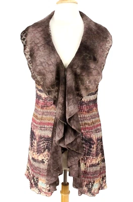 Alberto Makali Women’s Vest Cardigan Size M Crinkle Draped Lacy Hook and Eye - Image 1 of 4