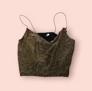 H&M Gold Glittery Cami Cowl Neck | Size L - Picture 1 of 3