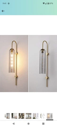 Set of 2 Mid Century Sconces Grey Glass Cover