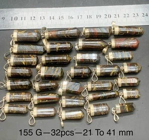 155 Grams Lustrous Unique Tiger Eye 32 Pendents Lot. - Picture 1 of 13
