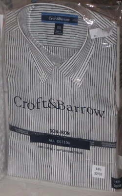 Camisa Croft & Barrow Sin Planchar Todo Algodón 14.5 Pequeña Manga 32/33 ¡NUEVA CON ETIQUETAS!! Foto 1 de 4