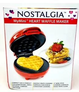 Red Nostalgia Mini 4" Macchina per cialde cuore antiaderente perfetta per porzione singola - Foto 1 di 8