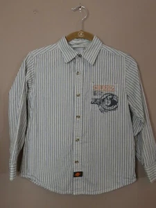 Vtg Disney Store Boy's M 7/8 Buzz Lightyear Button Up Shirt Stripe Toy Story - Picture 1 of 8