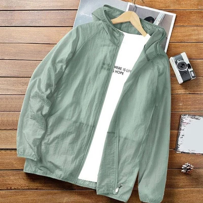 Tops Sun Protection Outwear Anti UV Coat Jacket Ultra-thin Hooded Ice Silk Men ♡ - Image 1 of 4