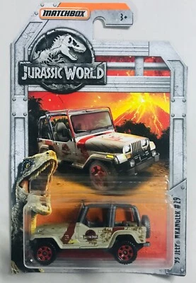 Jeep Wrangler 1993 Jurassic World Modellino Matchbox Car Diecast Cm 7 Park - Immagine 1 di 4