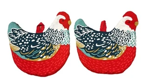 PORTAPENTOLE Set di 2...2 PORTAPENTOLE GALLO ROSSO...GALLO..7 1/2" X 7 1/2" - Foto 1 di 9