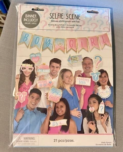 Gender Reveal Party Deko Banner Knöpfe Kunstnägel Selfie Szene Deko - Bild 1 von 6