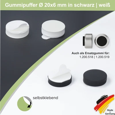 1-100 x Gummipuffer Wandpuffer selbstklebend Ø 20 mm WA 6 mm schwarz oder weiß - Bild 1 von 4