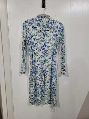 Orvis Womens Floral Knit Shirt Dress With Lady Bug Buttons Size 12 - Image 1 of 4