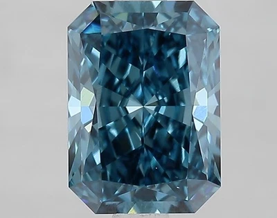 1.68 Cts Fancy Vivid Blue Radiant VS2 Lab Grown CVD Diamond With Free Shipping - Image 1 of 4