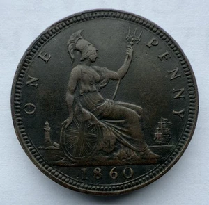 1860 Victorian Penny With Raised Dot Next To 1 And Other Features - Picture 1 of 5