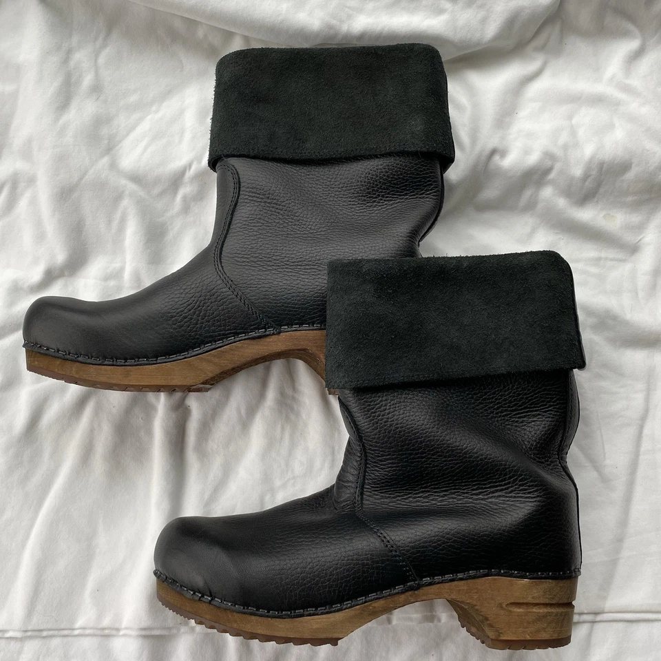 Nuevas Botas Zueco Sanita Talla 41 En Cuero Negro Hechas en Polonia Foto 1 de 4
