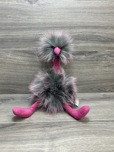 Jellycat Pom Pom Ostrich Emu Grey & Pink Large Stuffed Animal Plush NWT - Picture 1 of 10