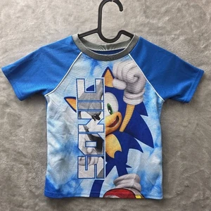 Sonic the Hedgehog Boys T-Shirt Size XS 4/5 Blue Flame Resistant Sega Polyester - Picture 1 of 10