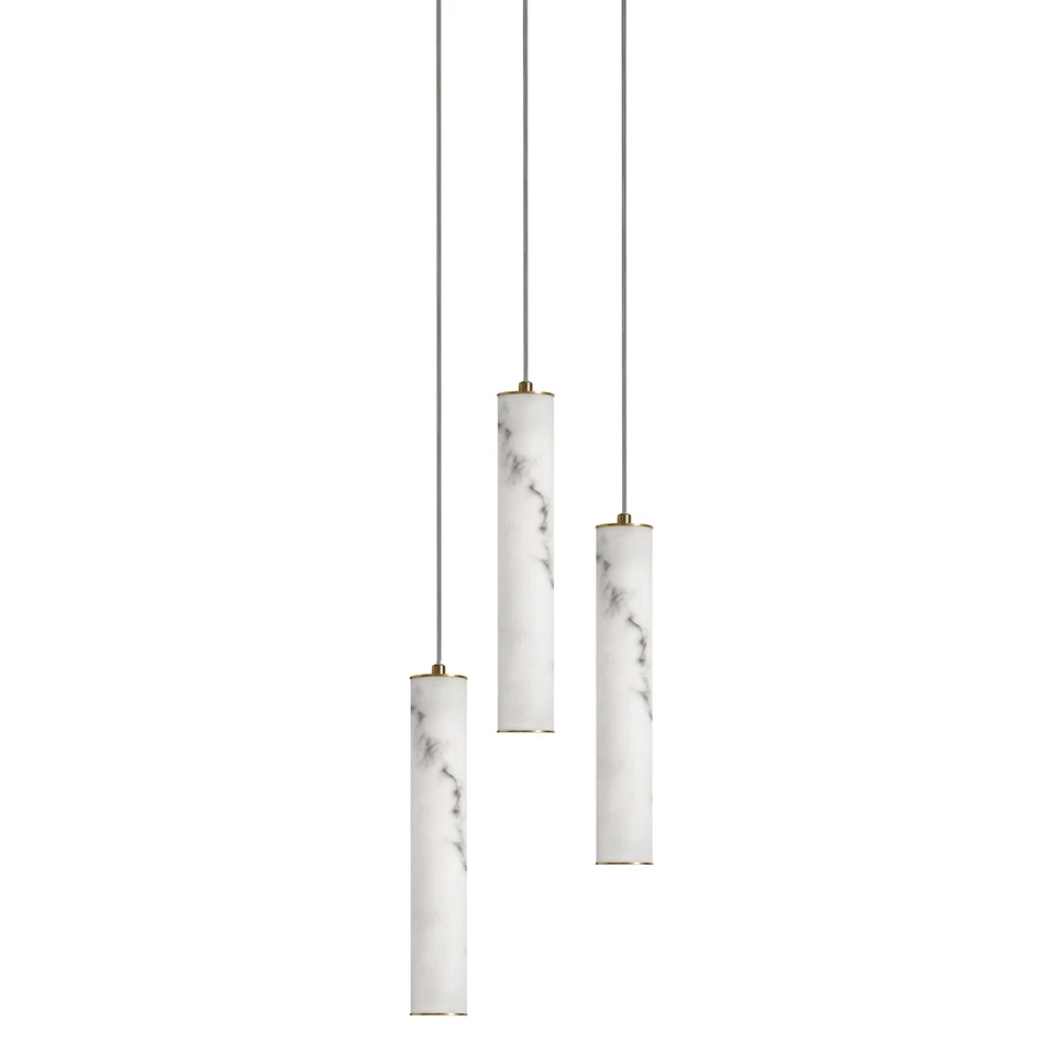 Dainolite RBN-1230LEDP Reuben 12"W LED Multi Light Pendant - White / Aged Brass - Image 1 of 1