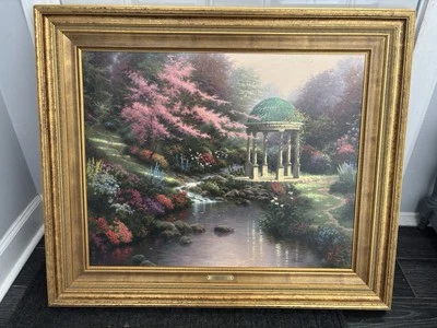 SIGNED Thomas Kinkade Painting Pools of Serenity 37 x 31 Canvas LE 4950 w/ COA - Image 1 of 4